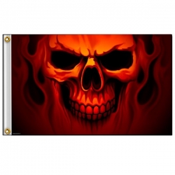 Байкерский флаг "Skull flame"